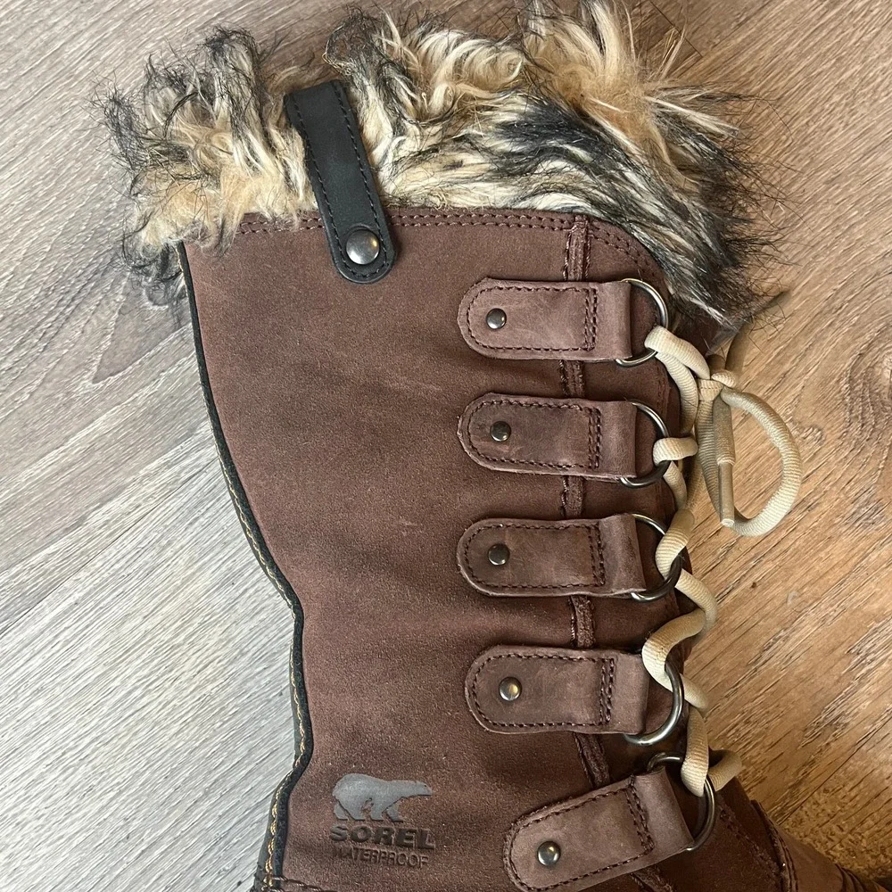 Sorel Joan of Arctic Tall Waterproof Lace Brown Leather Boots Women 6 UK 4 EU 37